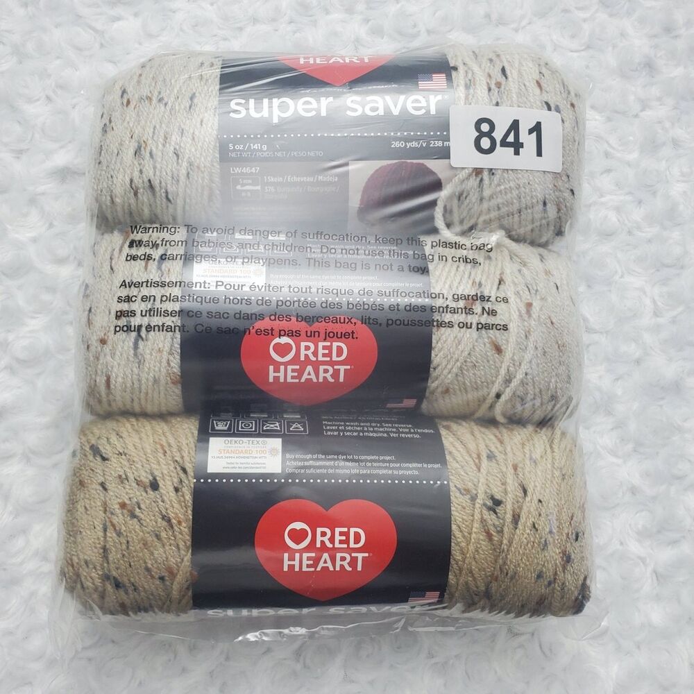 Red Heart Super Saver Fleck Yarn Buff Aran 5 oz Skeins Multicolor